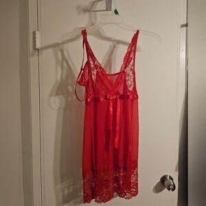 Pure Romance Red Lace Babydoll Chemise NWOT